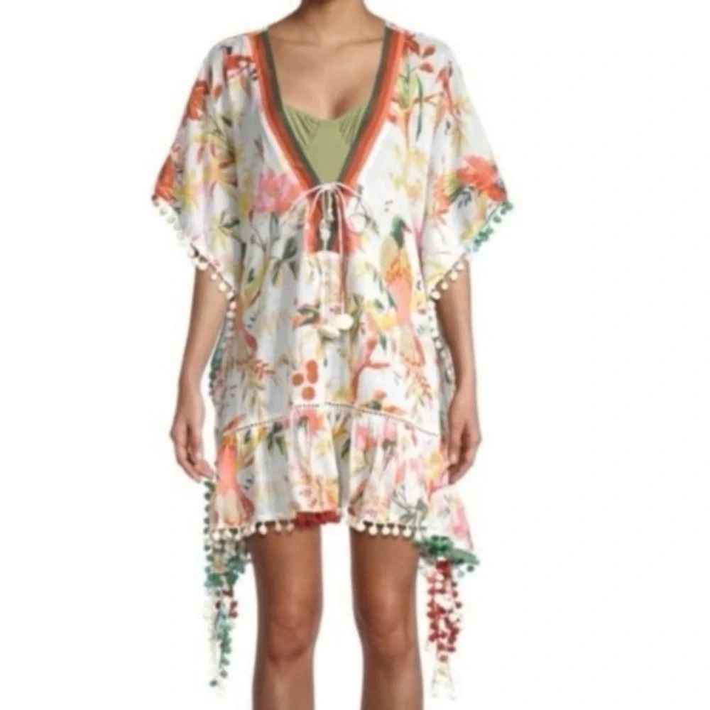 Z&L Europe Tropical Floral Pom Pom Swim Cover